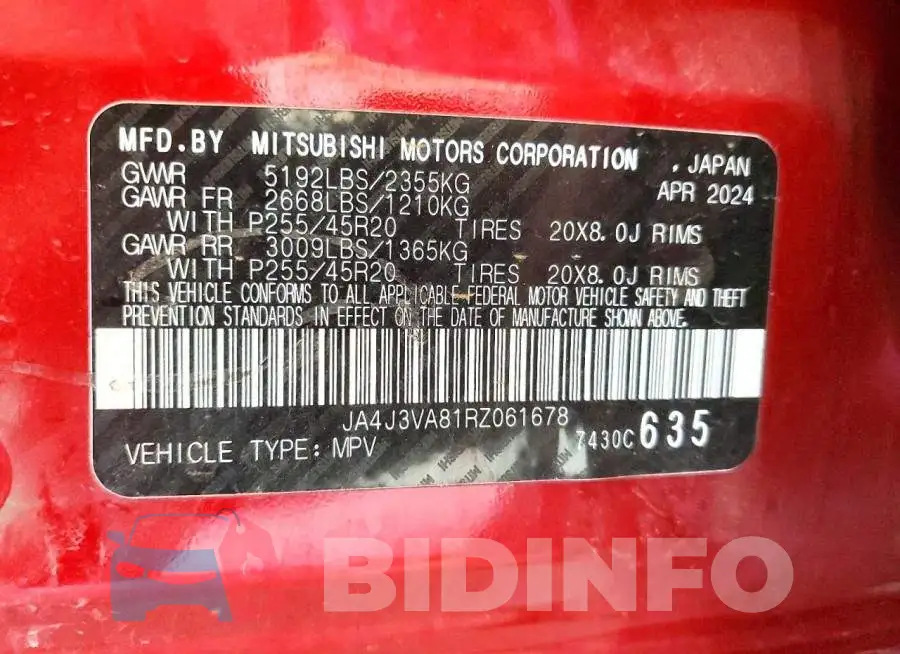 JA4J3VA81RZ061678 Photo# 14
