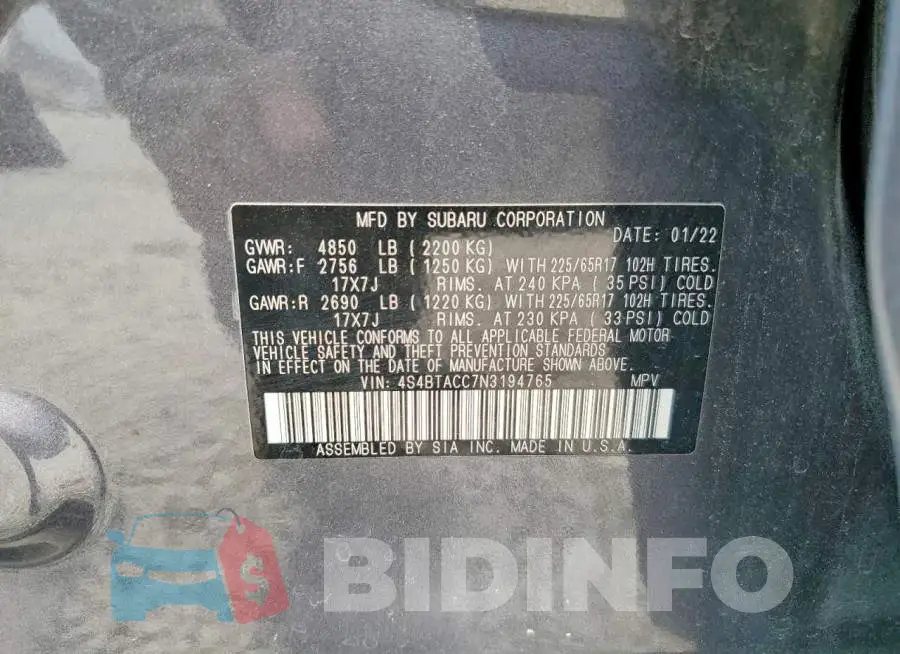 4S4BTACC7N3194765 Photo# 14