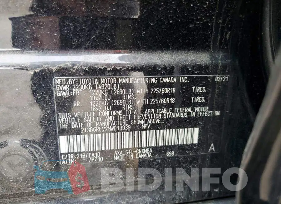2T3B6RFV2MW019939 Photo# 12