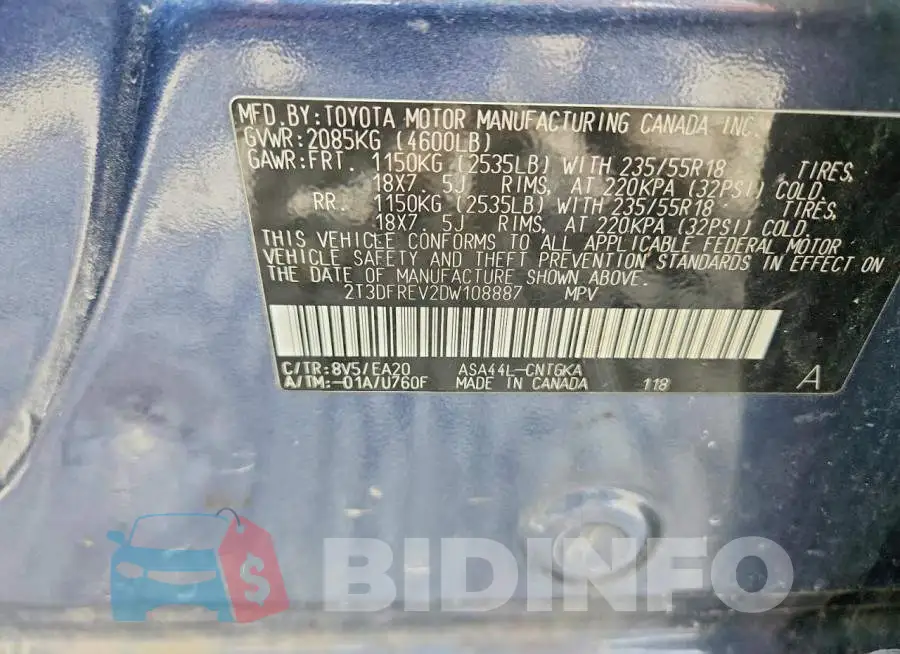 2T3DFREV2DW108887 Photo# 13