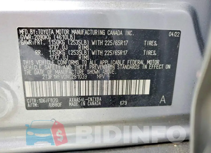 2T3F1RFV0NC281039 Photo# 13