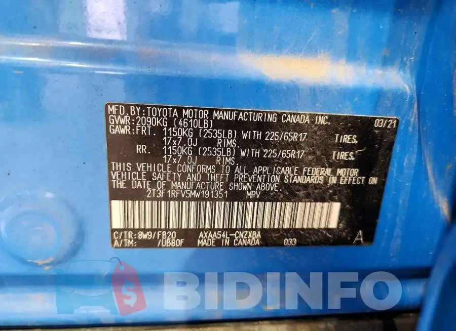 2T3F1RFV5MW191351 Photo# 14