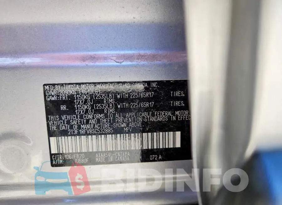 2T3F1RFV8SC532885 Photo# 14