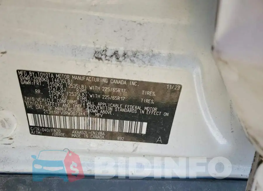 2T3H1RFV9RW307344 Photo# 12