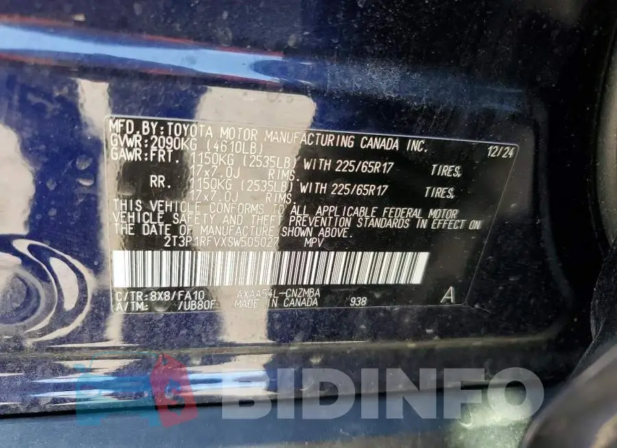 2T3P1RFVXSW505027 Photo# 13