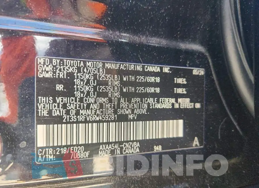 2T3S1RFV6RW459281 Photo# 12