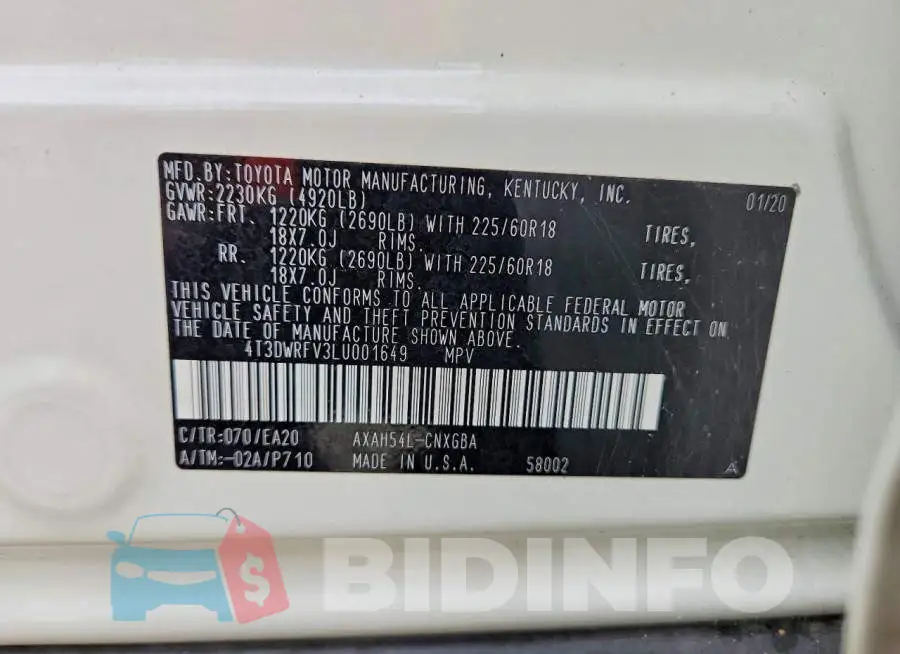 4T3DWRFV3LU001649 Photo# 14