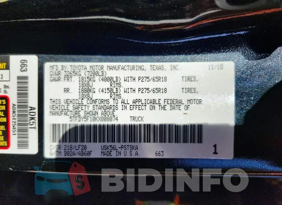 5TFDY5F10KX808074 Photo# 13