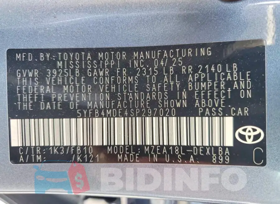 5YFB4MDE4SP297020 Photo# 12
