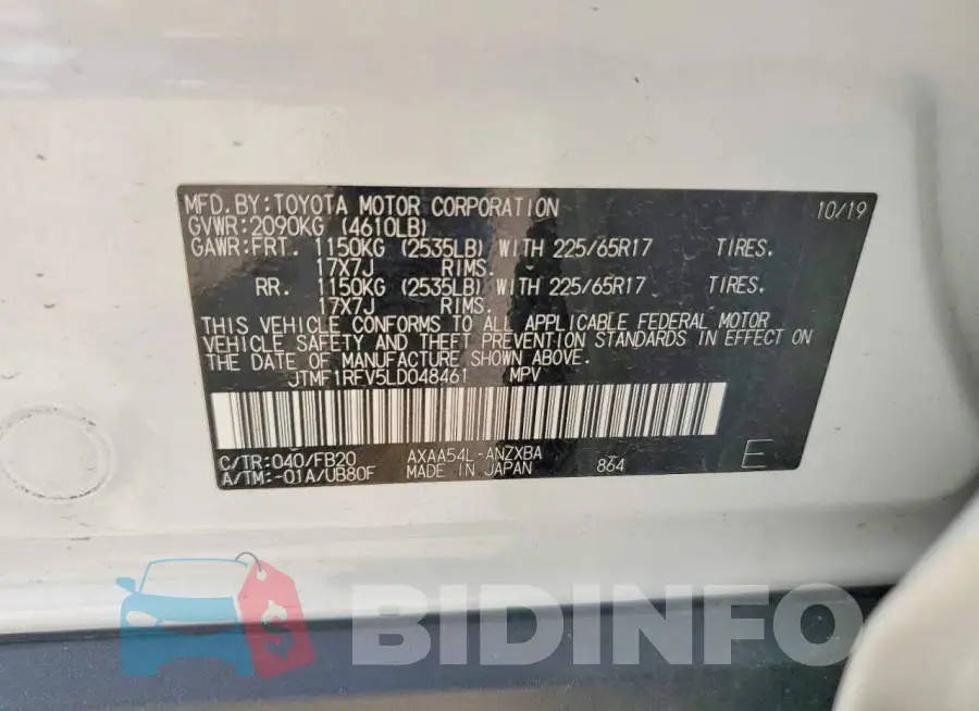 JTMF1RFV5LD048461 Photo# 13