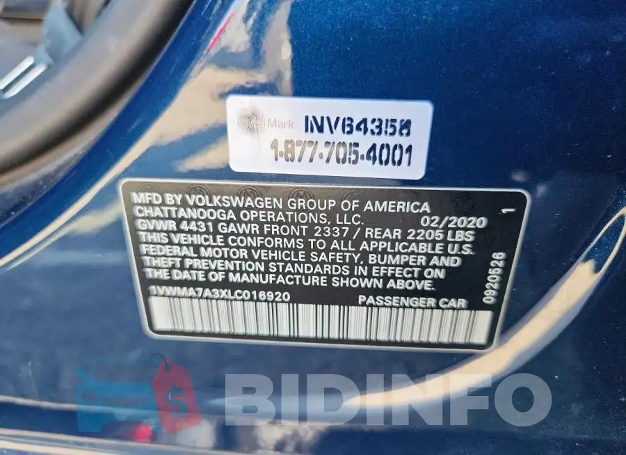 1VWMA7A3XLC016920 Photo# 12