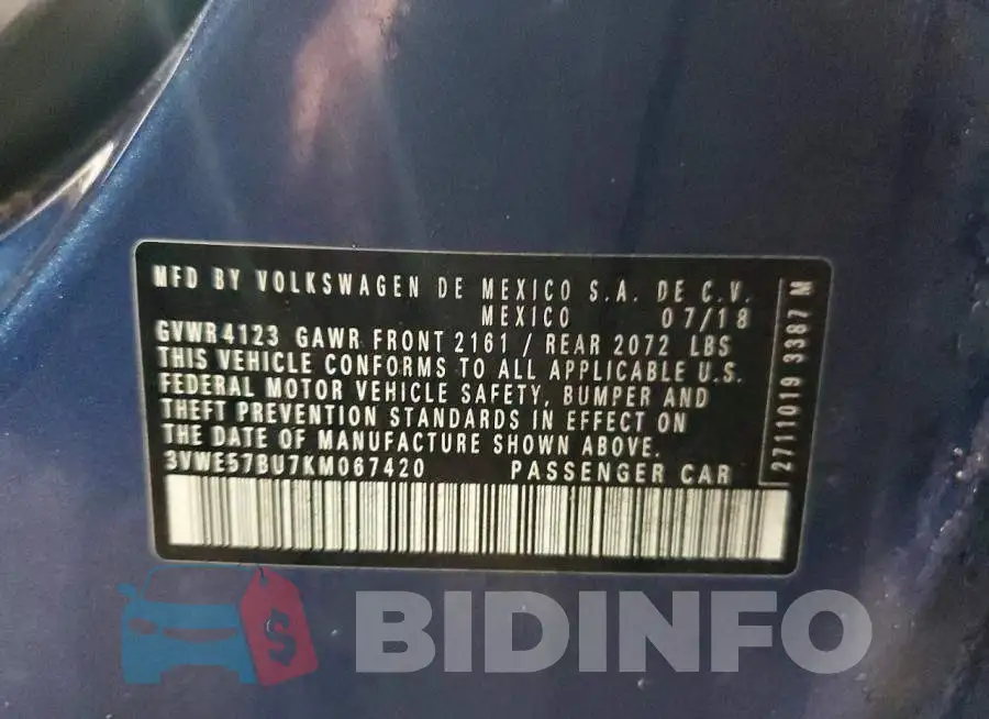 3VWE57BU7KM067420 Photo# 13