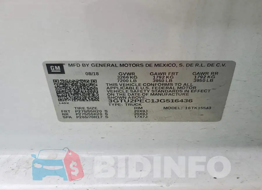 3GTU2PEC1JG516436 Photo# 13