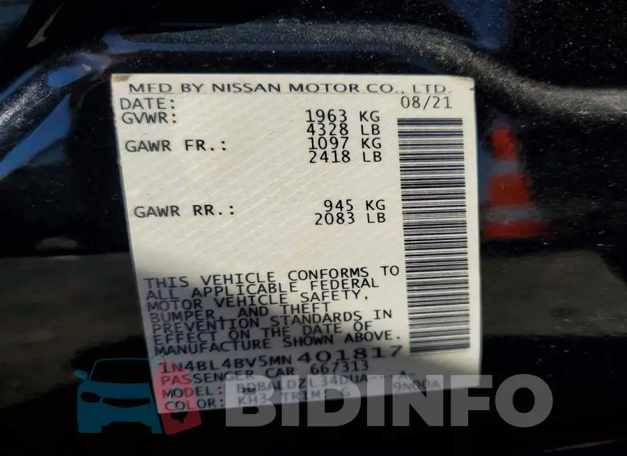 1N4BL4BV5MN401817 Photo# 13