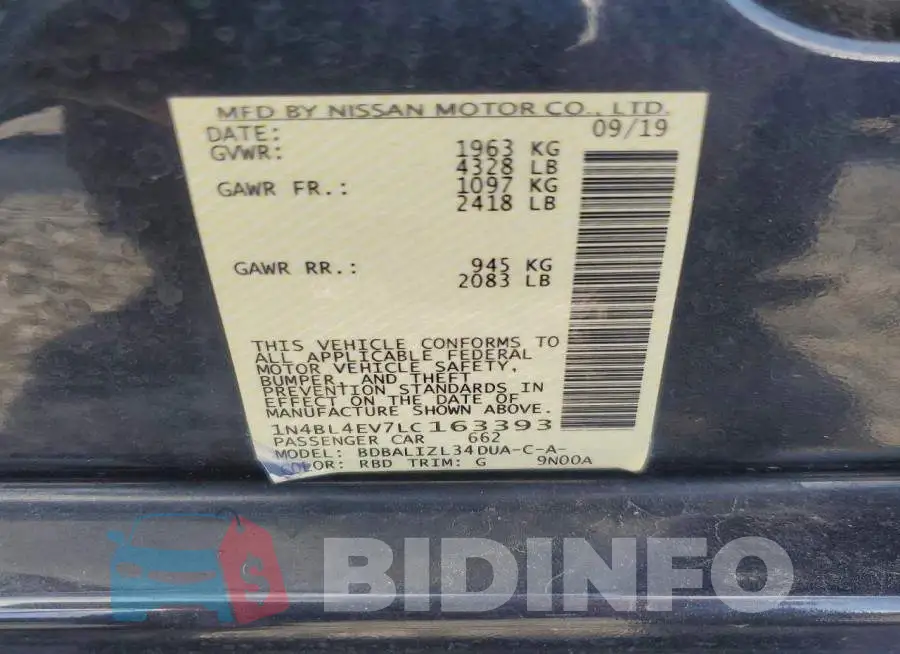 1N4BL4EV7LC163393 Photo# 12
