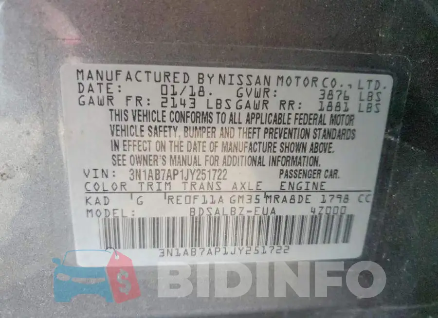 3N1AB7AP1JY251722 Photo# 13