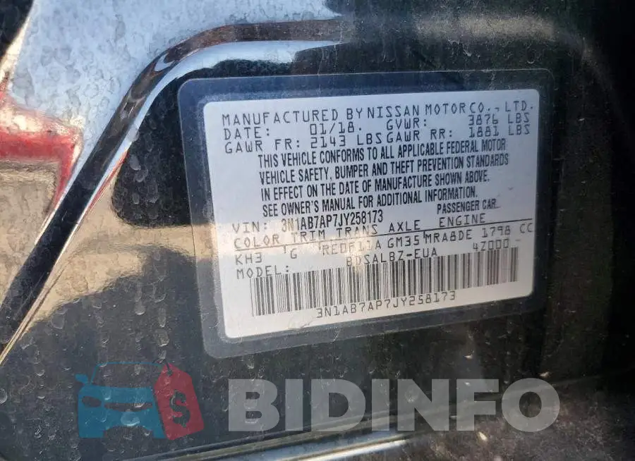3N1AB7AP7JY258173 Photo# 13