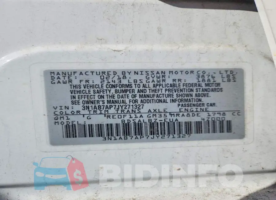 3N1AB7AP7JY271327 Photo# 12