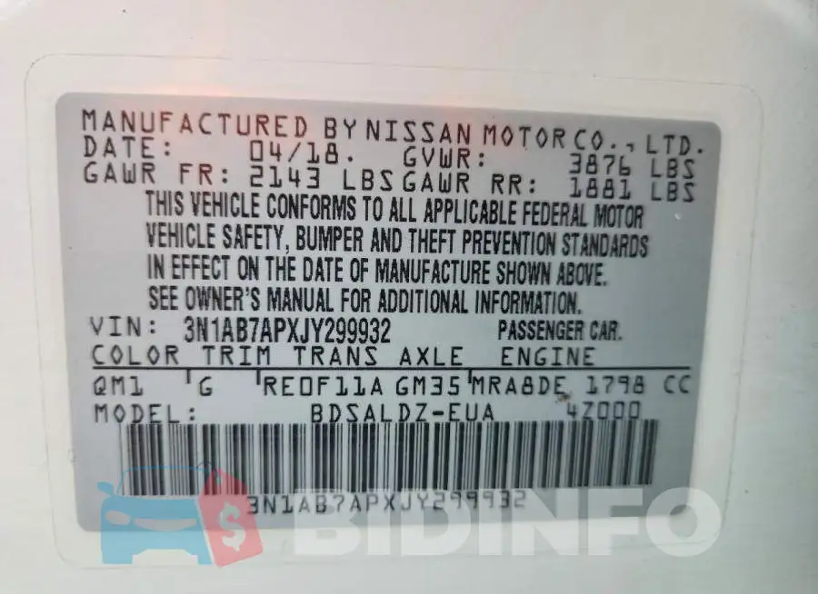 3N1AB7APXJY299932 Photo# 13