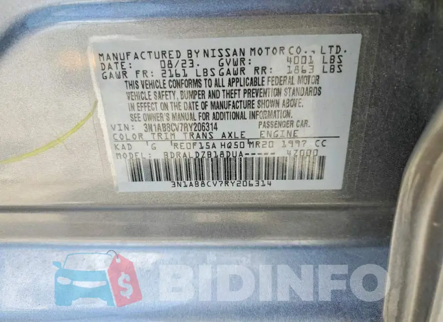 3N1AB8CV7RY206314 Photo# 12