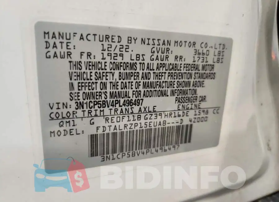 3N1CP5BV4PL496497 Photo# 13