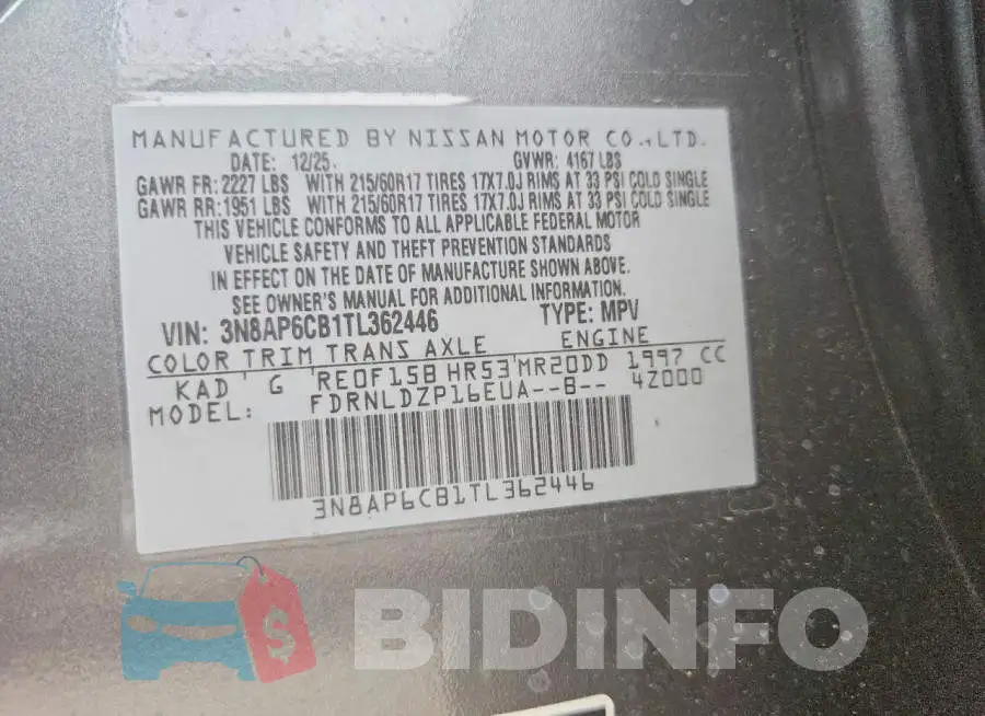 3N8AP6CB1TL362446 Photo# 13