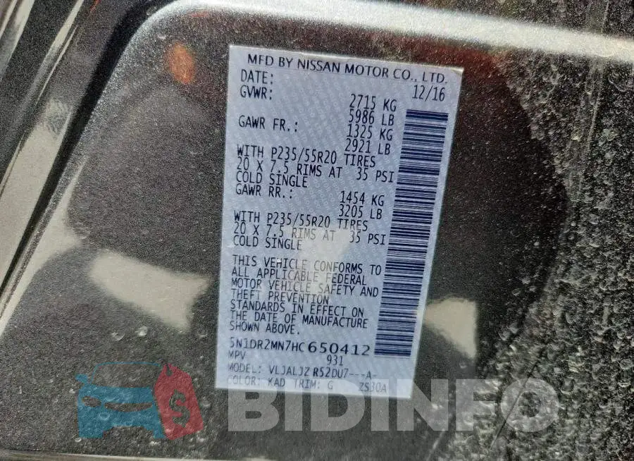 5N1DR2MN7HC650412 Photo# 14