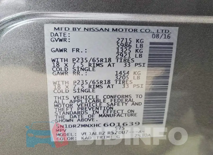 5N1DR2MNXHC601639 Photo# 13