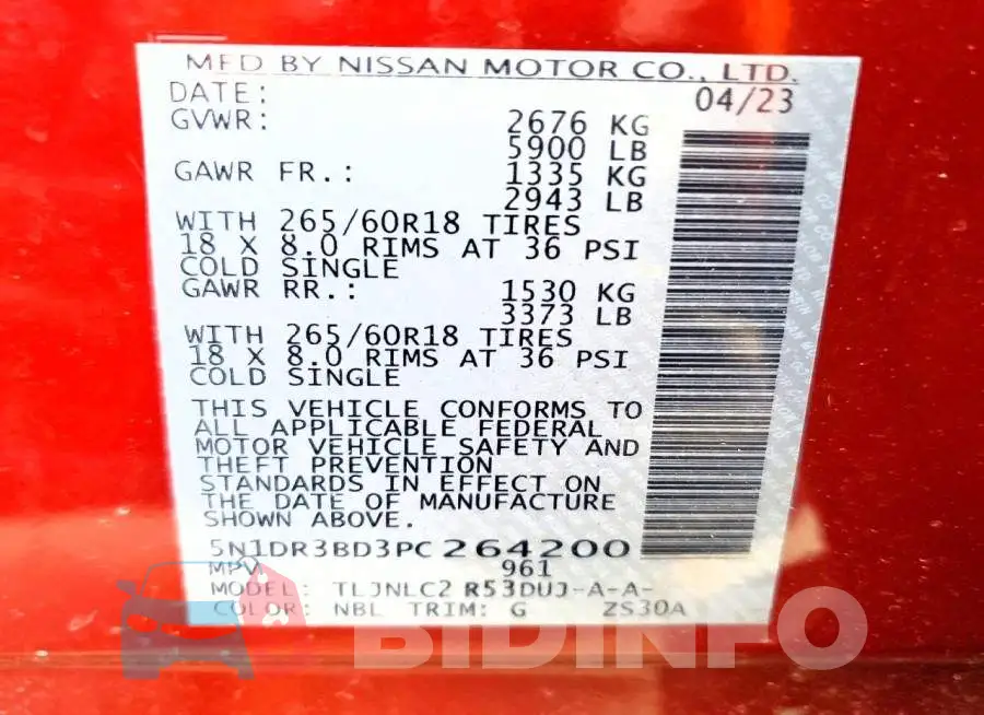 5N1DR3BD3PC264200 Photo# 13