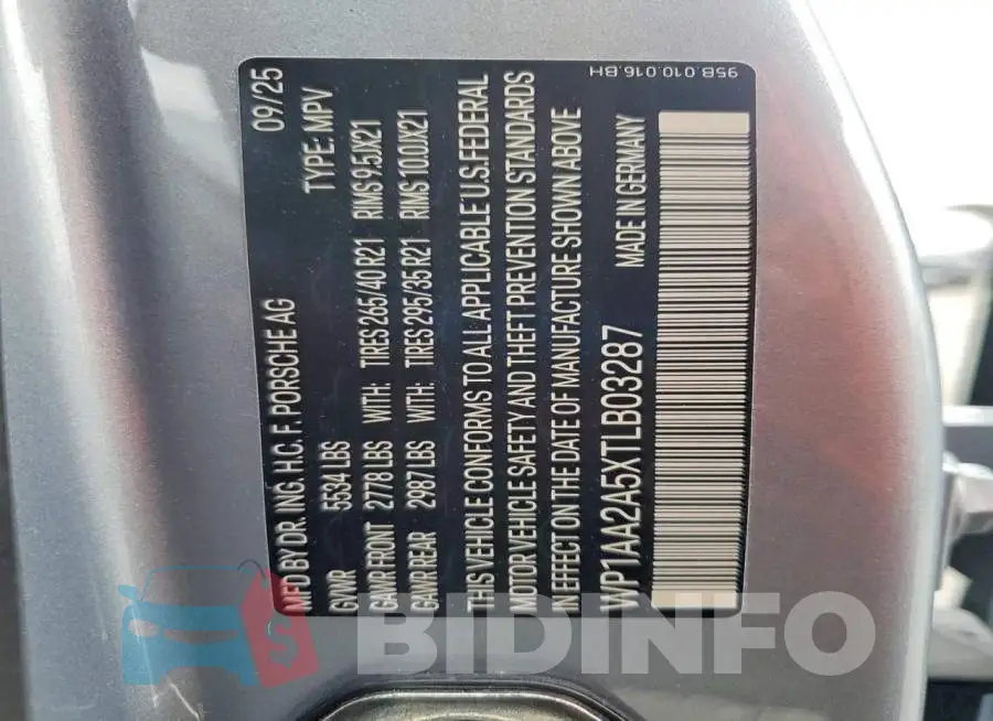WP1AA2A5XTLB03287 Photo# 13