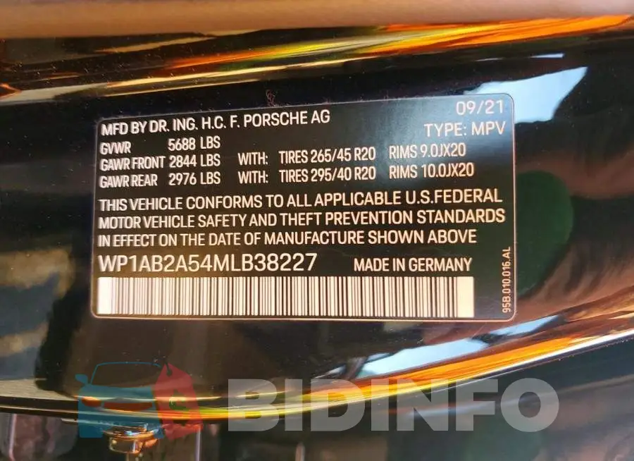 WP1AB2A54MLB38227 Photo# 13