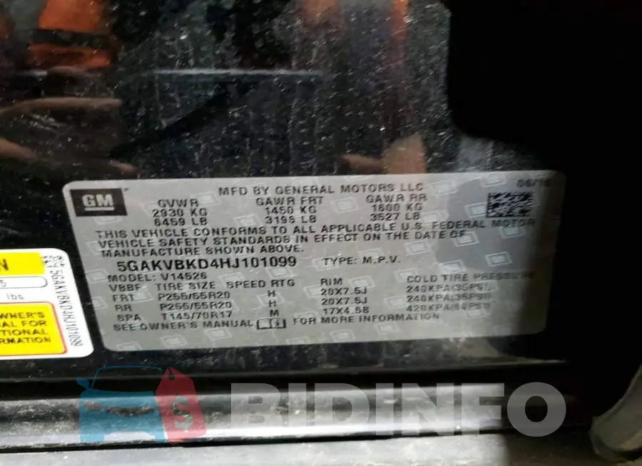 5GAKVBKD4HJ101099 Photo# 13