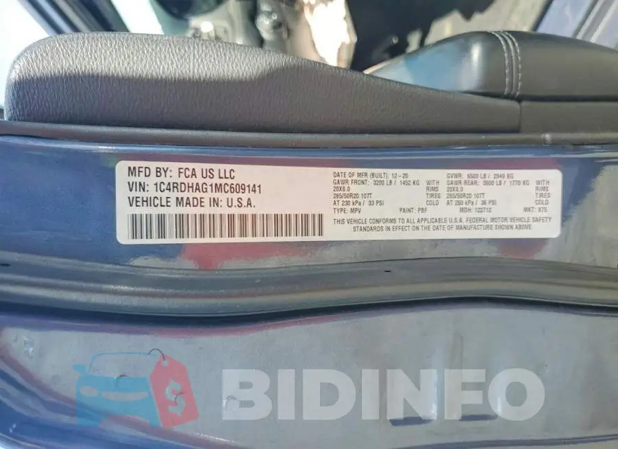1C4RDHAG1MC609141 Photo# 12