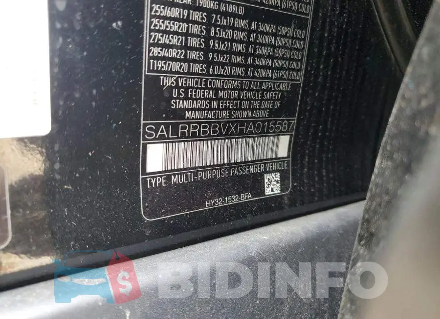 SALRRBBVXHA015587 Photo# 13