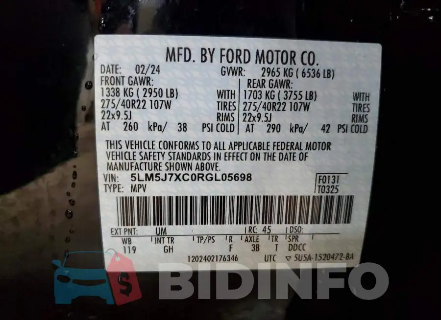 5LM5J7XC0RGL05698 Photo# 14