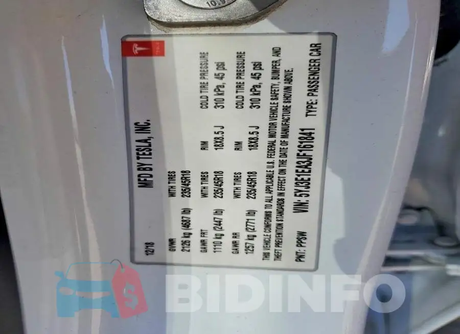 5YJ3E1EA3JF161841 Photo# 12
