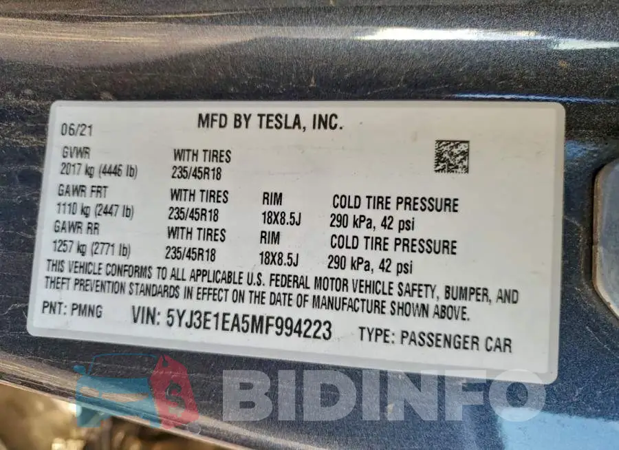 5YJ3E1EA5MF994223 Photo# 12