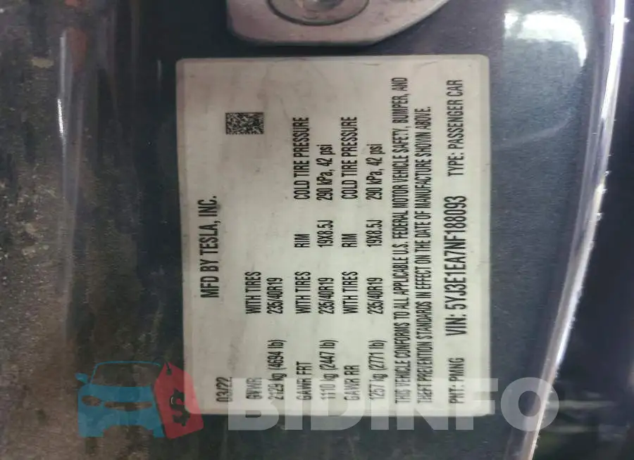 5YJ3E1EA7NF188093 Photo# 12