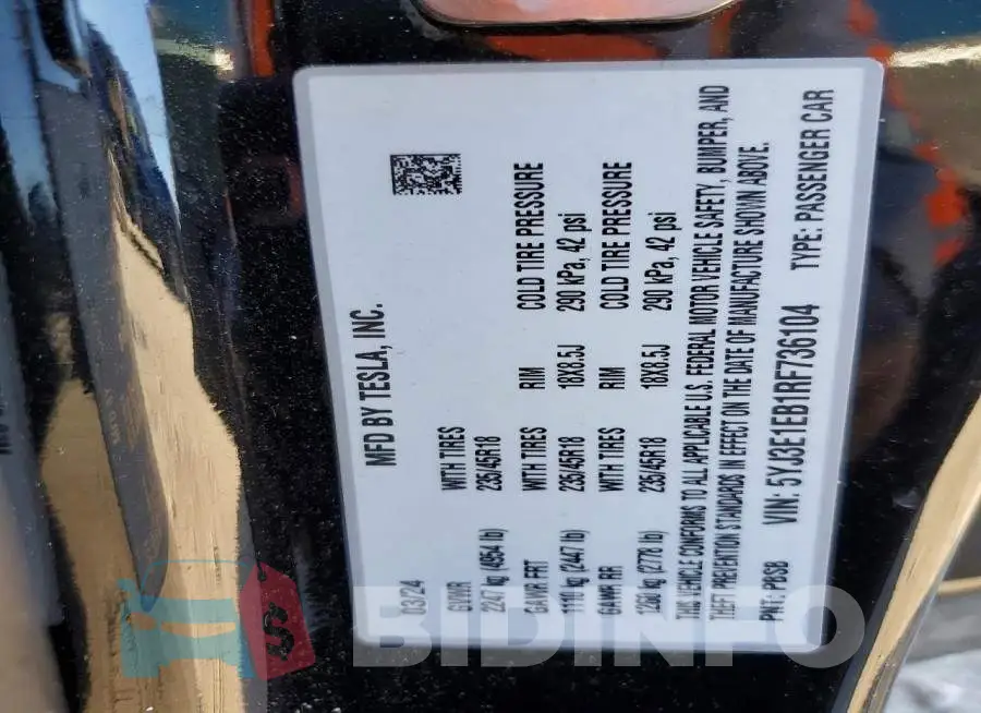 5YJ3E1EB1RF736104 Photo# 12