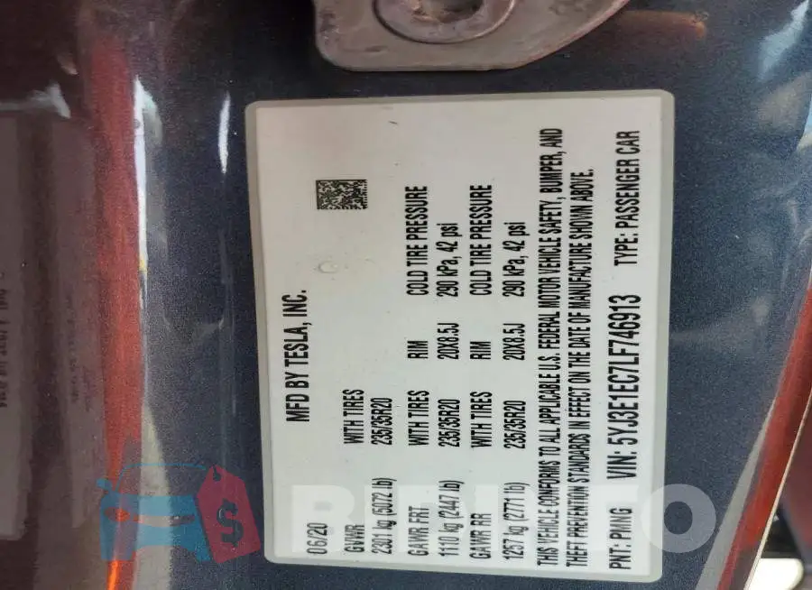 5YJ3E1EC7LF746913 Photo# 13