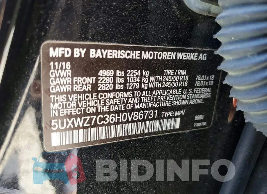 5UXWZ7C36H0V86731 Photo# 13