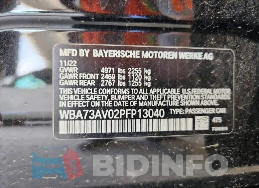 WBA73AV02PFP13040 Photo# 12