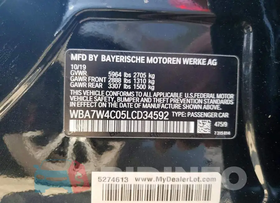 WBA7W4C05LCD34592 Photo# 12