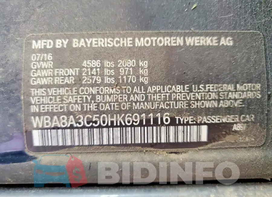 WBA8A3C50HK691116 Photo# 12