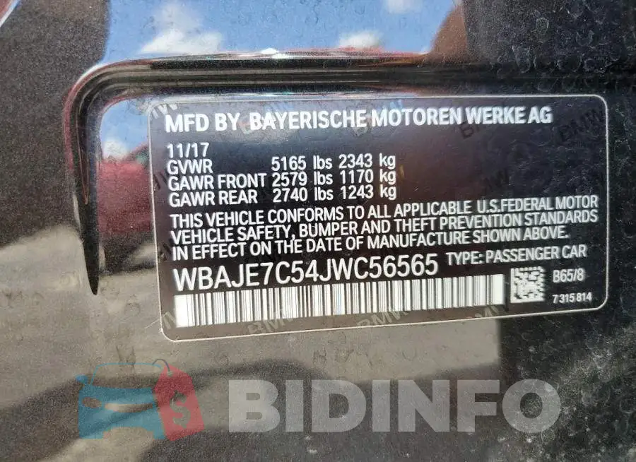 WBAJE7C54JWC56565 Photo# 12
