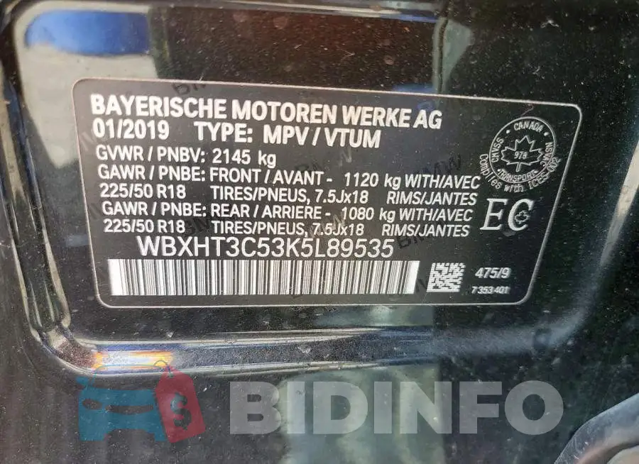 WBXHT3C53K5L89535 Photo# 13