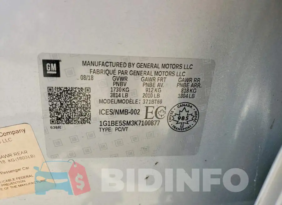 1G1BE5SM3K7100877 Photo# 12