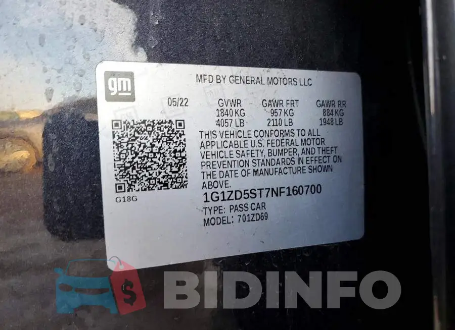 1G1ZD5ST7NF160700 Photo# 12