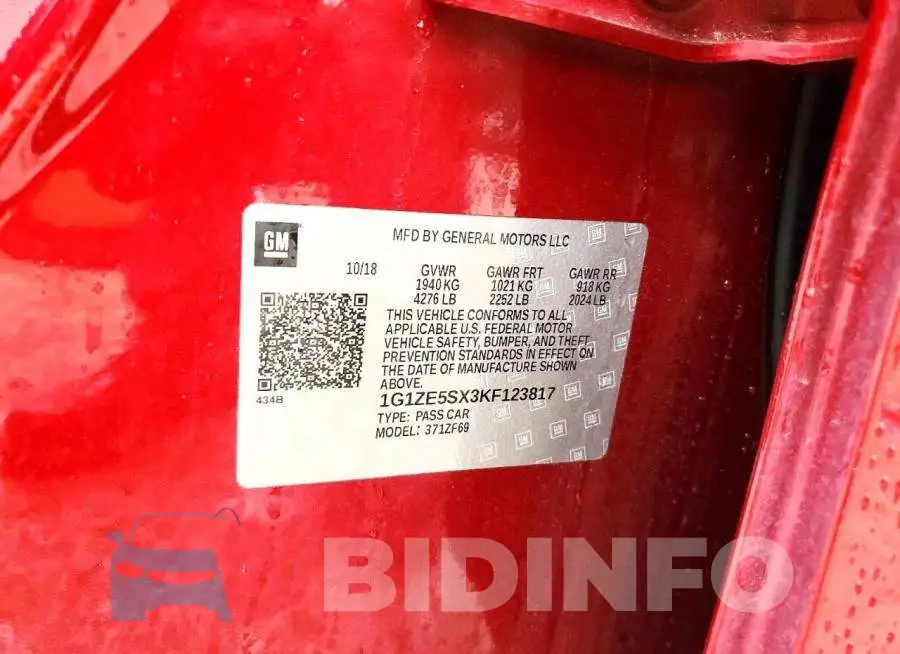1G1ZE5SX3KF123817 Photo# 13