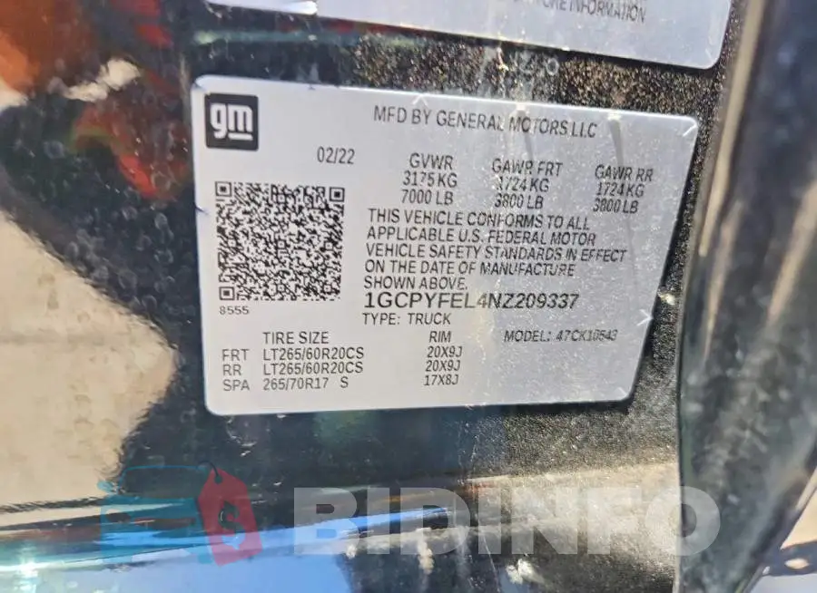 1GCPYFEL4NZ209337 Photo# 12